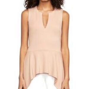 BCBGMaxAzria Tobin Asymmetric Peplum Top - Dusty Rose - Size L